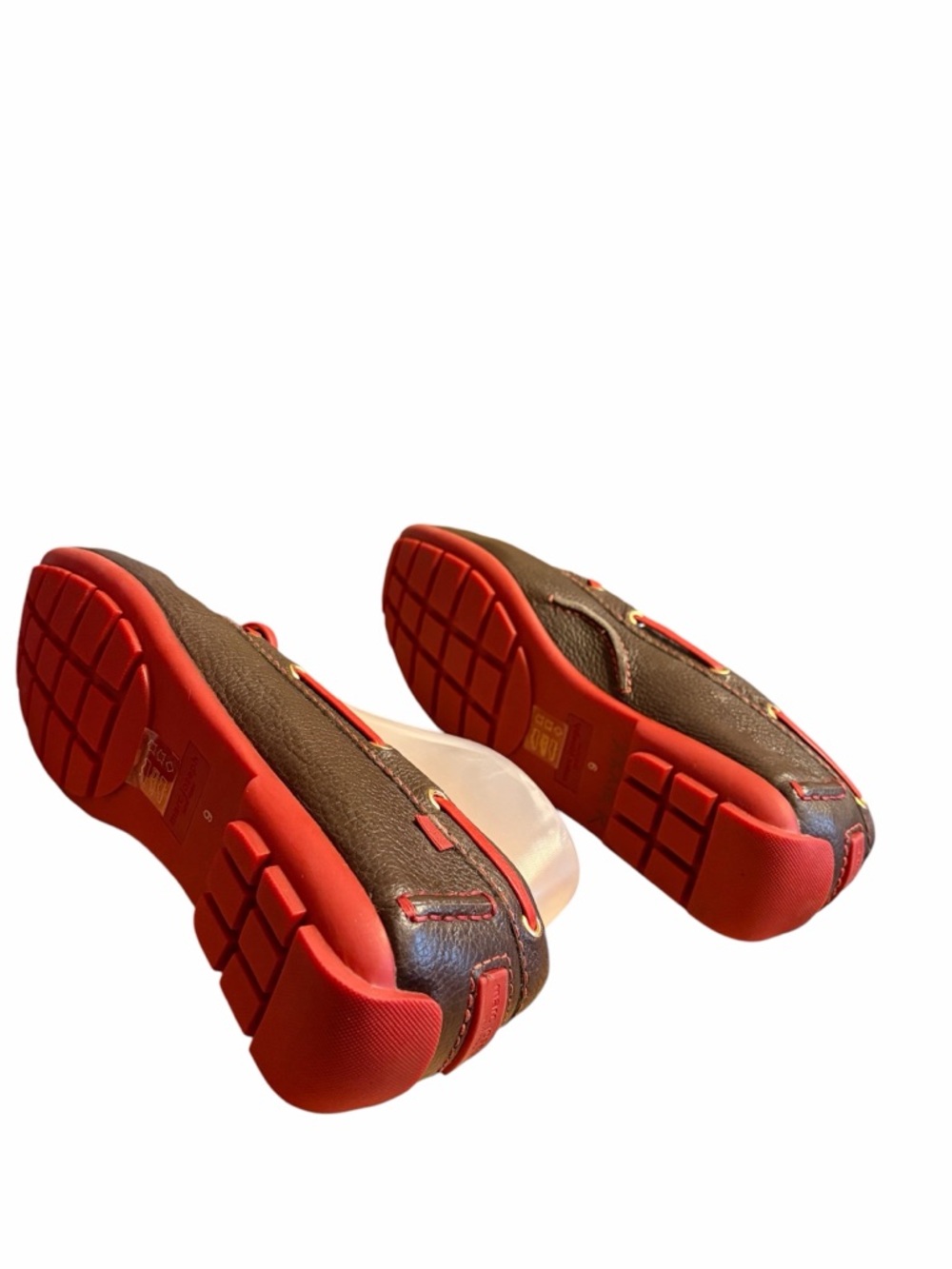Marc Joseph NY Leather Driving Moccasins in Brown with Red Trim - Picture 5 of 6